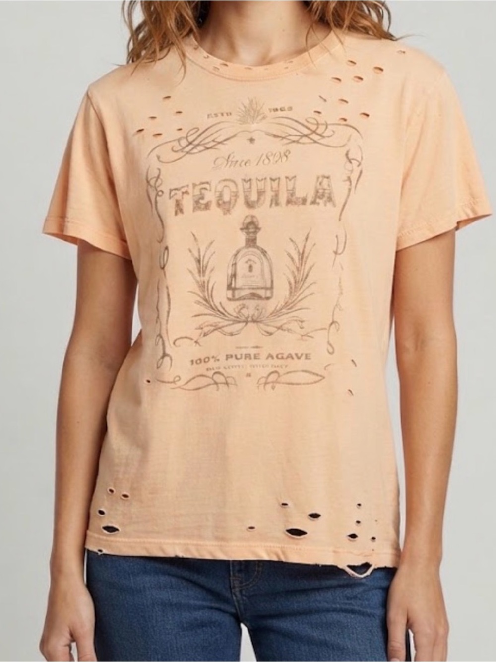 Modish Rebel Distressed Vintage Style Grunge Tequila Pastel Peach Graphic large